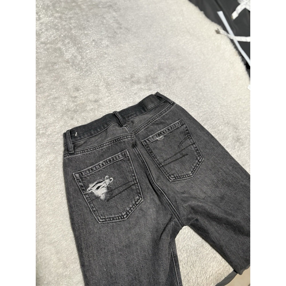 American Eagle 90s Boyfriend Jeans Womens Distressed Highest Rise Gray Denim 0 - Picture 9 of 9